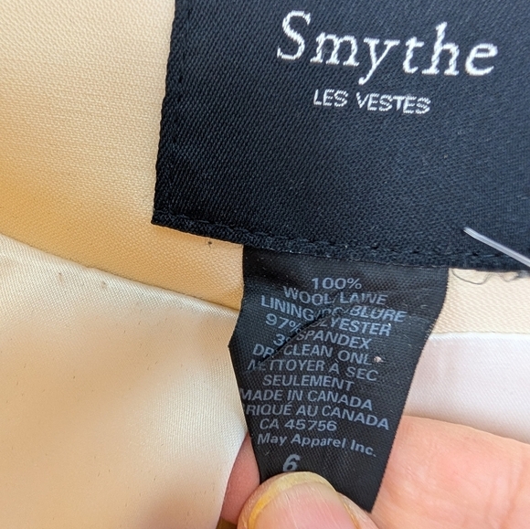 Smythe cream wool blazer size 6 VGUC (minor stains) - Picture 6 of 16